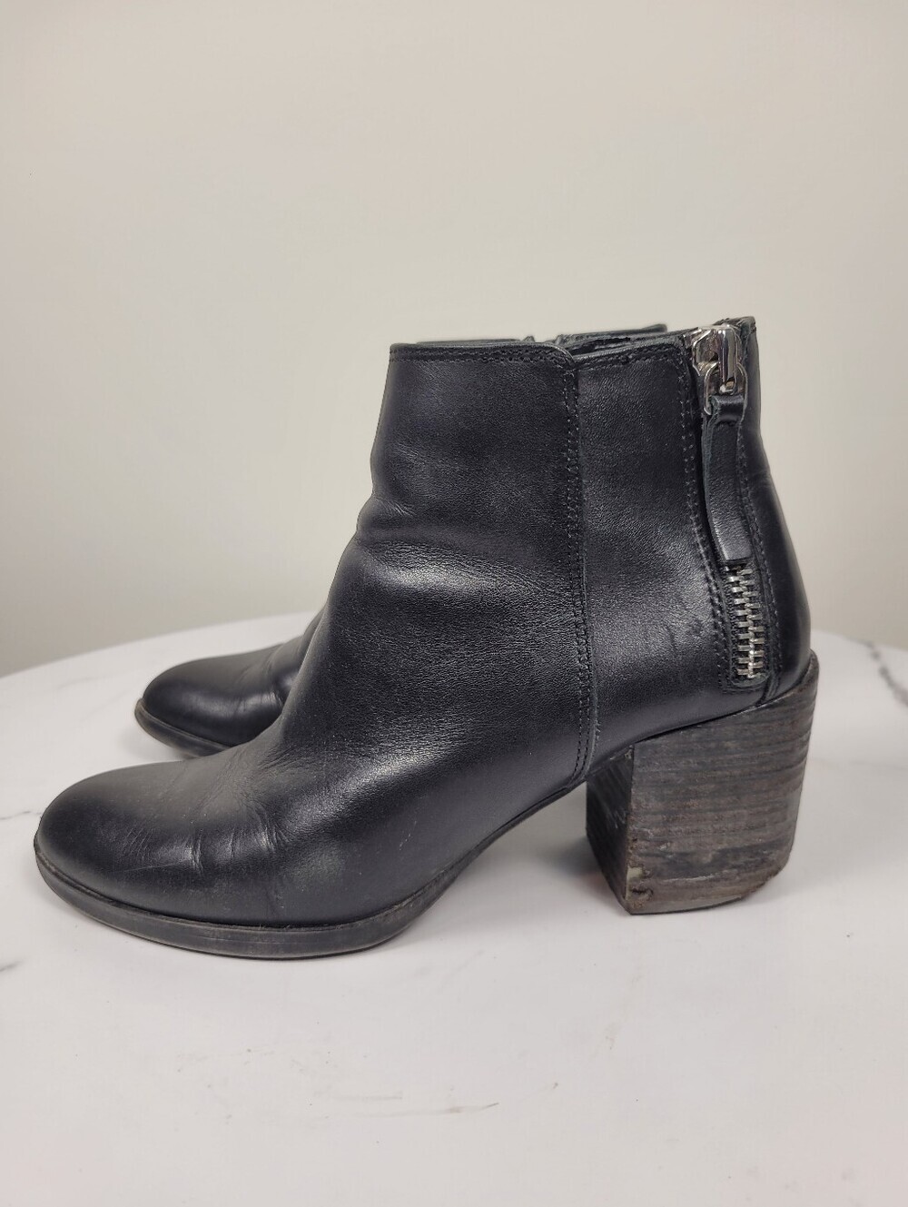 Aldo Black Leather Brown Heel Ankle Boots Shoes Size: 6.5 US